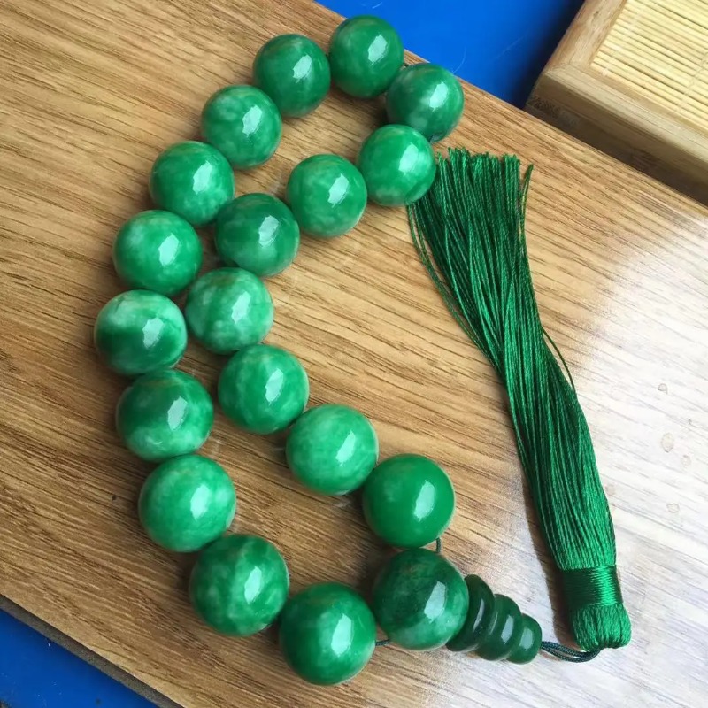 Bracelet Beaded Men - Natural Green Jade Bracelets 13mm Beads