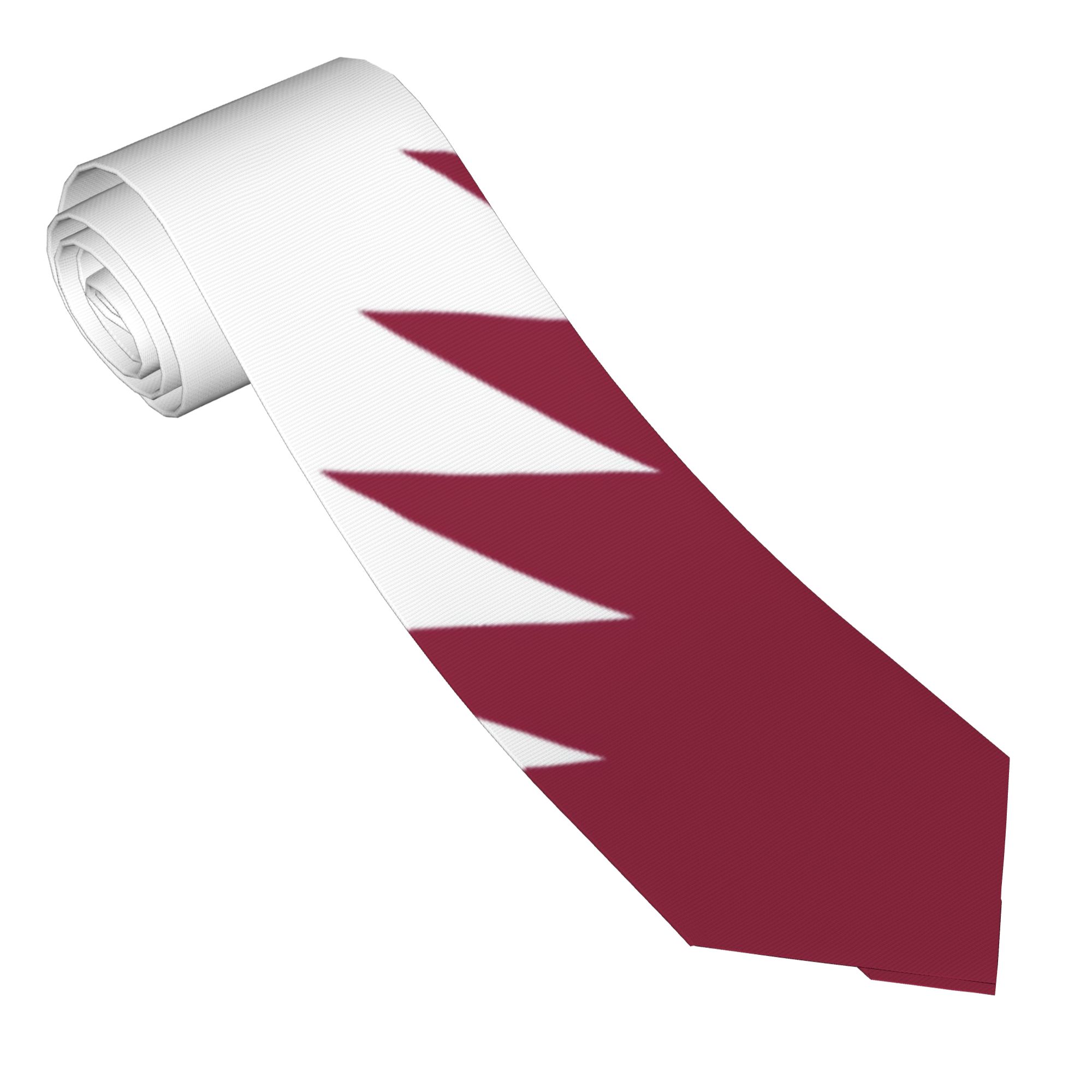 Men Accessories Qatar - Mens Tie Qatar Flag Emblem Neck