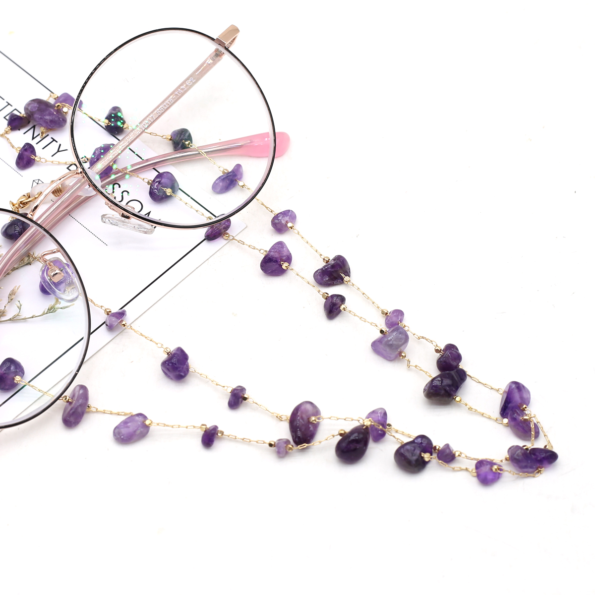 Men'S Accessories Glasses - Natural Amethyst Stone Beaded Trendy Eyeglasses