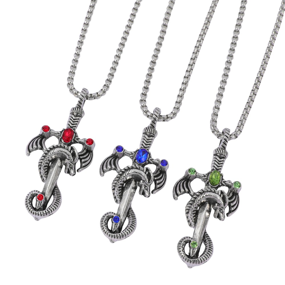 Men'S Accessories And Jewelry - Retro Multicolor Gem Dragon Sword Alloy