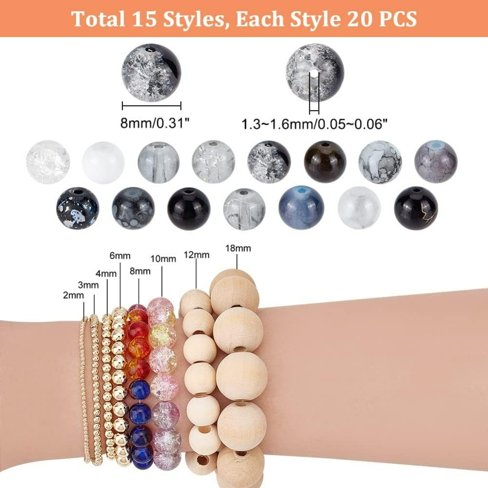 300pcs 8mm Black Glass Beads 1 - огляд і ціна Bracelet Beaded Men