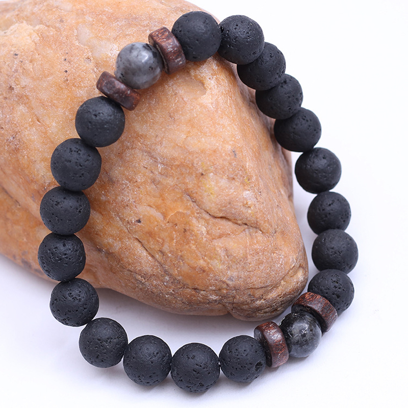 Handmade Elastic 8mm Volcanic  - огляд і ціна Bracelet Beaded Men