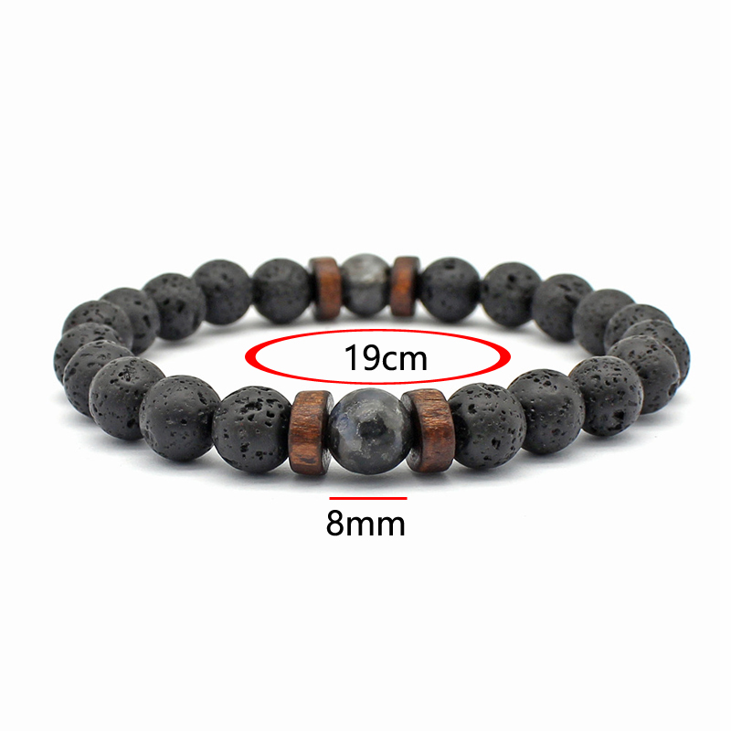 Handmade Elastic 8mm Volcanic  - огляд і ціна Bracelet Beaded Men